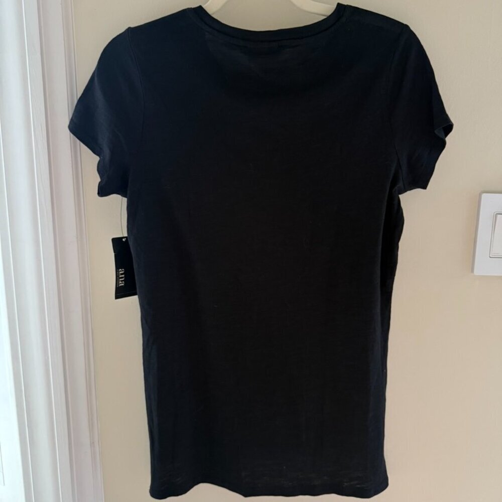 a.n.a Black Grommet Shoulder Shirt Womens Small Basic Grunge Goth Simple T-shirt - Picture 2 of 6